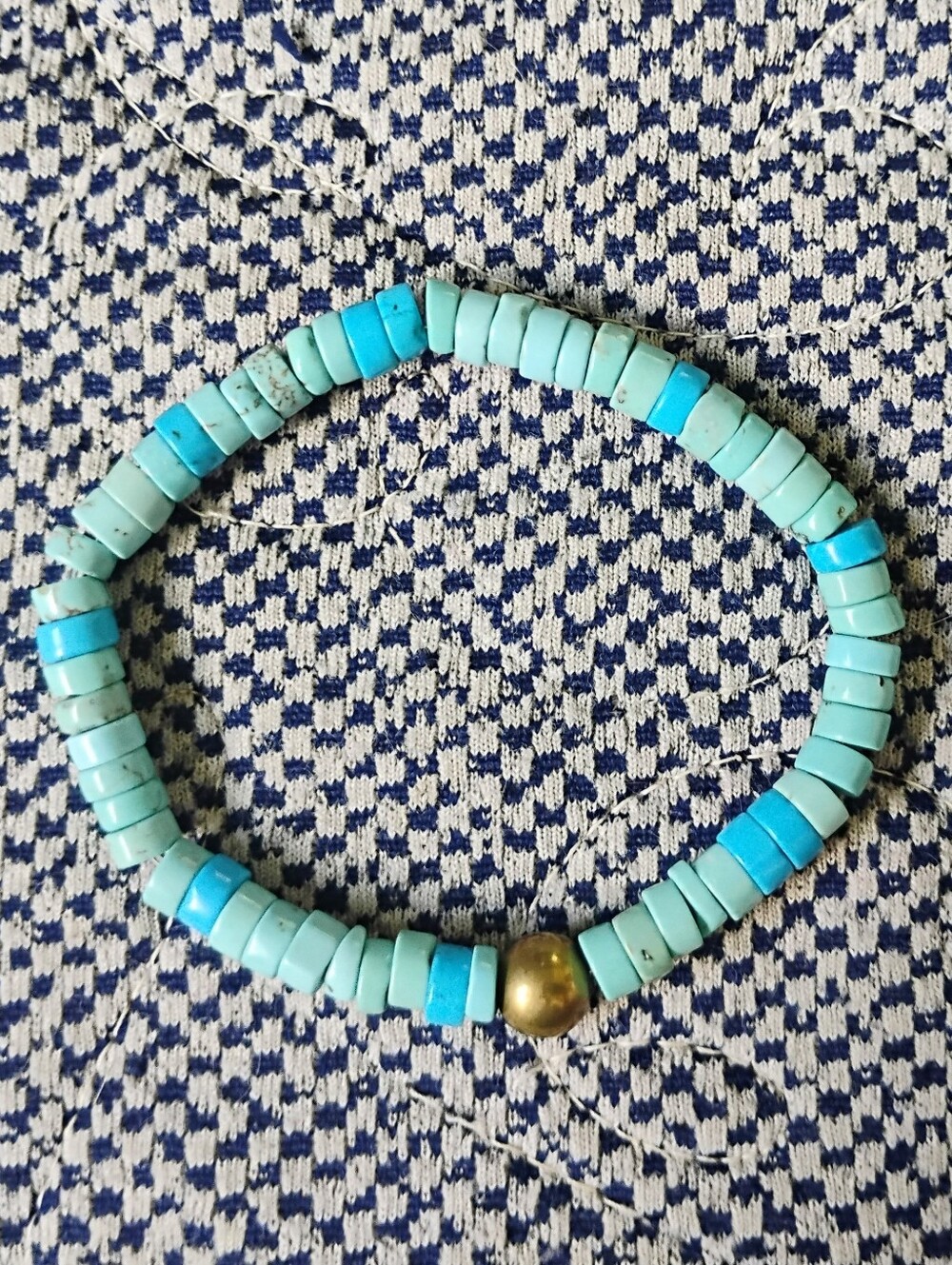 Handmade Two Tone Heishi Turquoise Bracelet - Picture 2 of 6